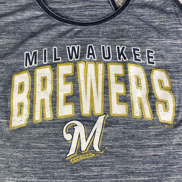 Milwaukee Brewers Shirt Womens Large Blue Tank Top Performance Racerback MLB - Picture 3 of 8